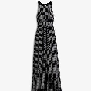 White House Black Market Tie-Front Stripe Maxi Dress, Size XXS, Black & White